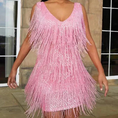 Sequin Fringe Mini Dress | Glam Party Style