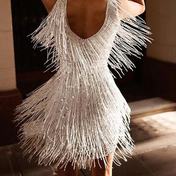 Sequin Fringe Mini Dress | Glam Party Style